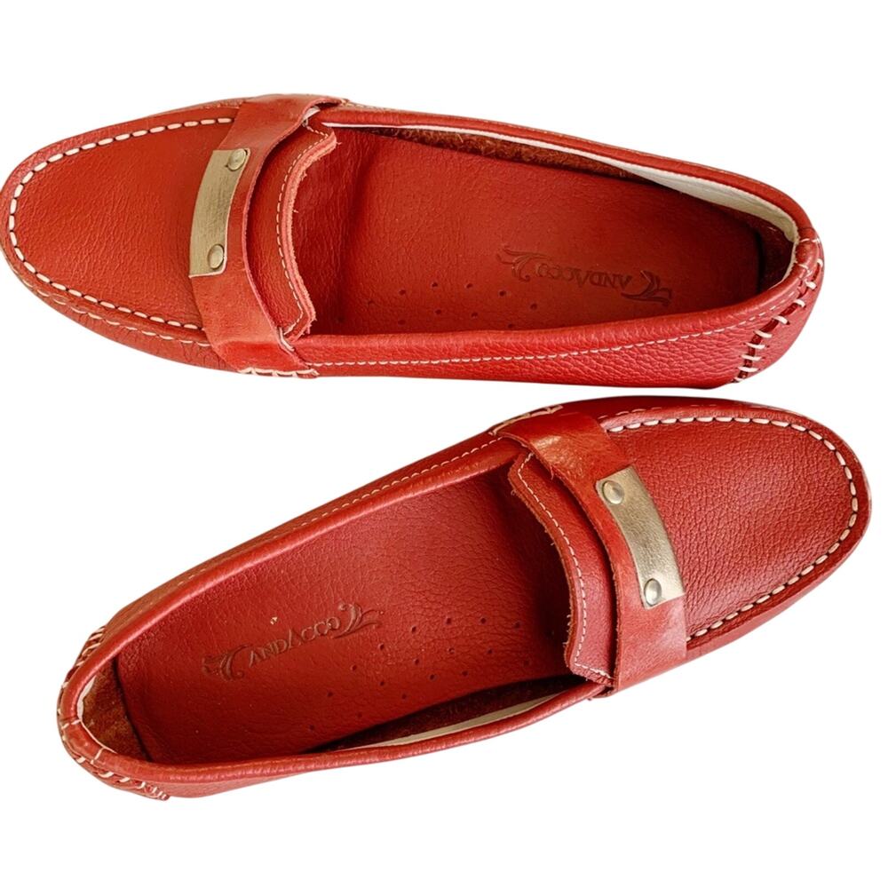 Andacco Isabella Red Brazilian Leather Loafers Size 6 - Picture 4 of 8